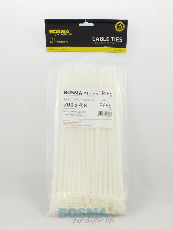 OPASKI ZACISKOWE 200*4,8 BIAŁA 100SZT OPASKI ZACISKOWE 200*4,8 BIAŁA 100SZT